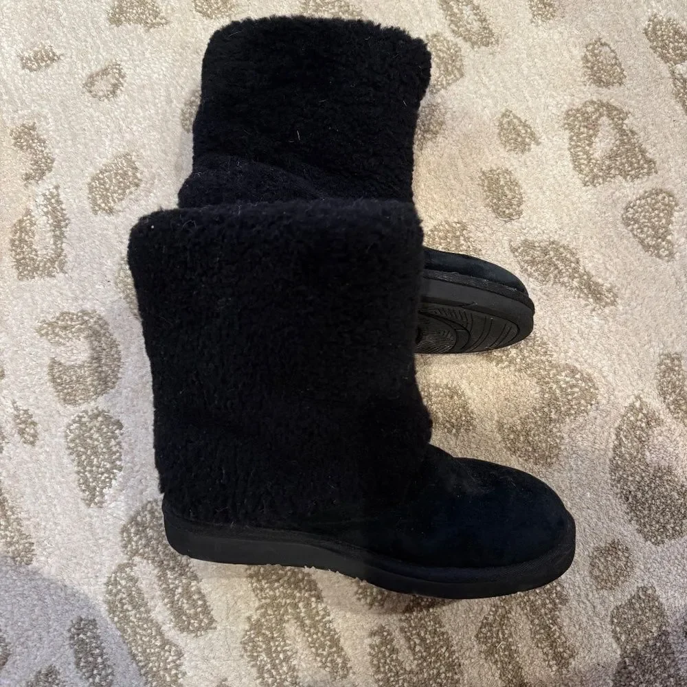 UGG Black Shearling Sheepskin Cuff Boots